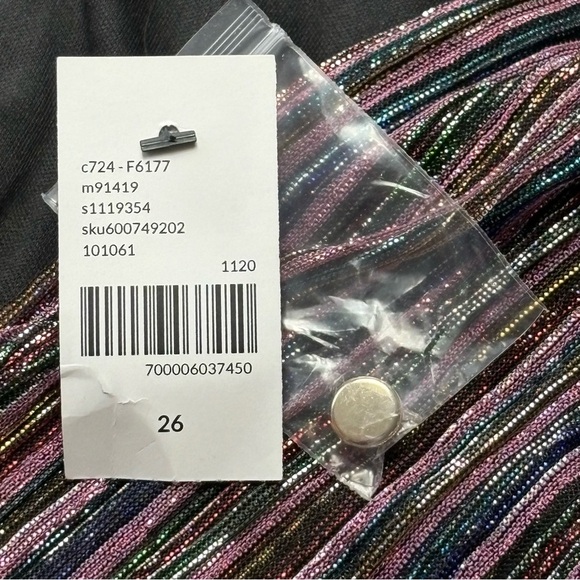 NEW Lane Bryant Metallic Rainbow Midi Dress Size 26W V-Neck Sheer Lined - Picture 12 of 12